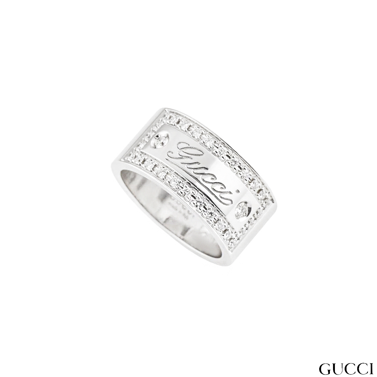 Gucci White Gold Diamond Band Ring